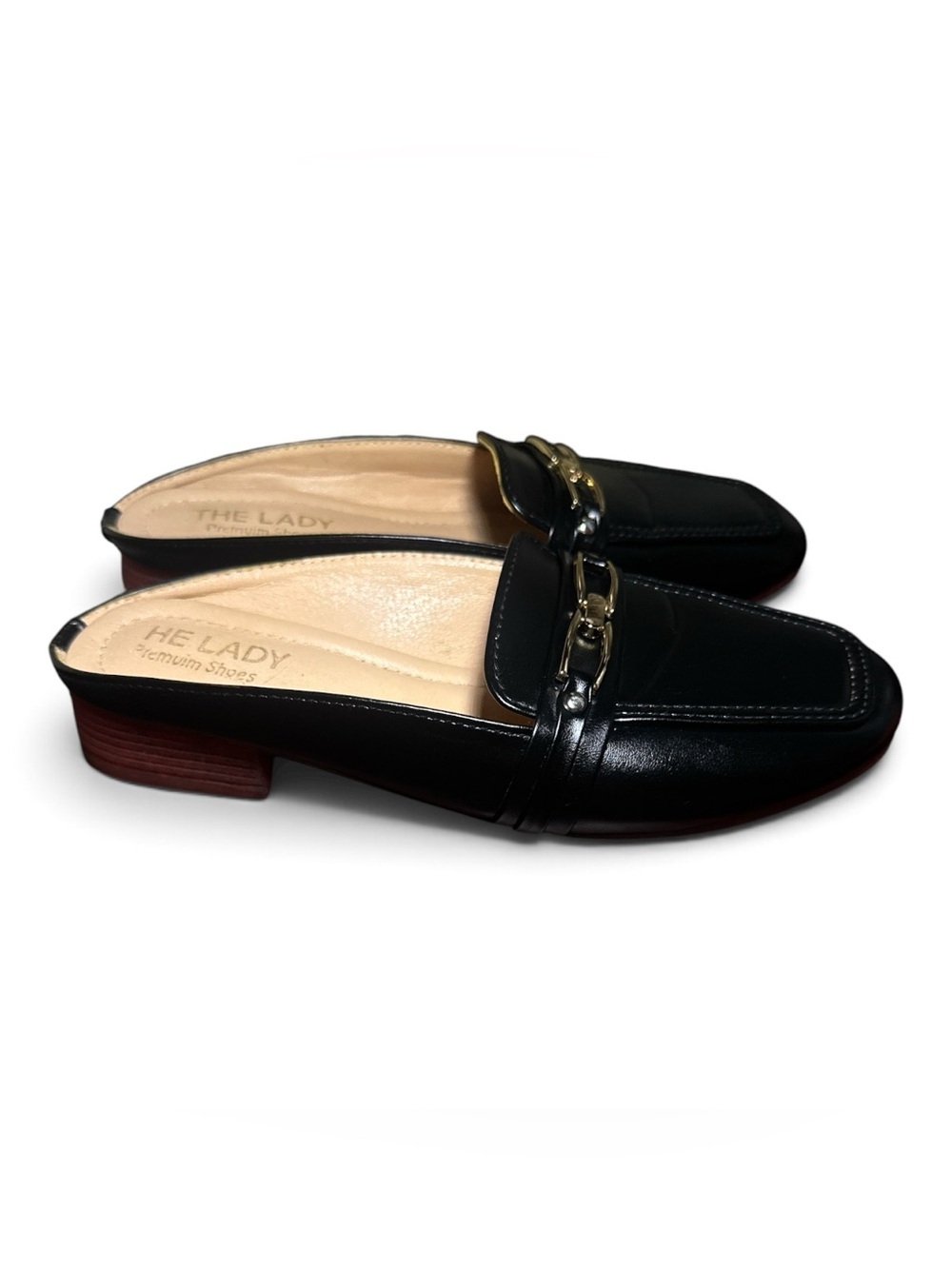 The Lady Premium Shoes Black Gold Loafers EU 37